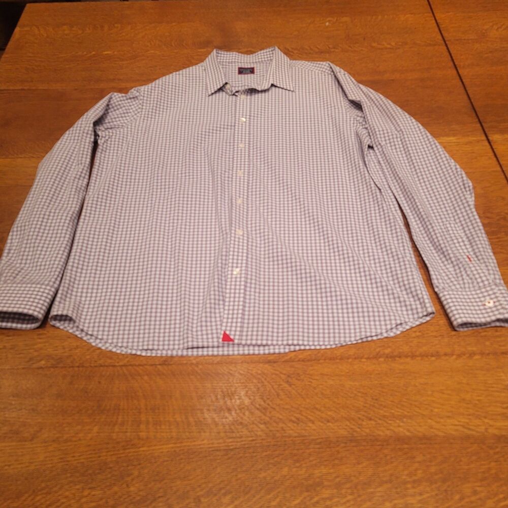 Untuckit Tall Regular Shirr 2XL 100% Cotton Plaid Gray White